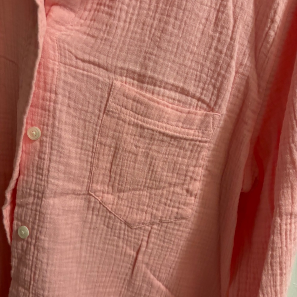 J. Crew Resort Pink Cotton Gauze Shirt size 14 - Picture 8 of 11